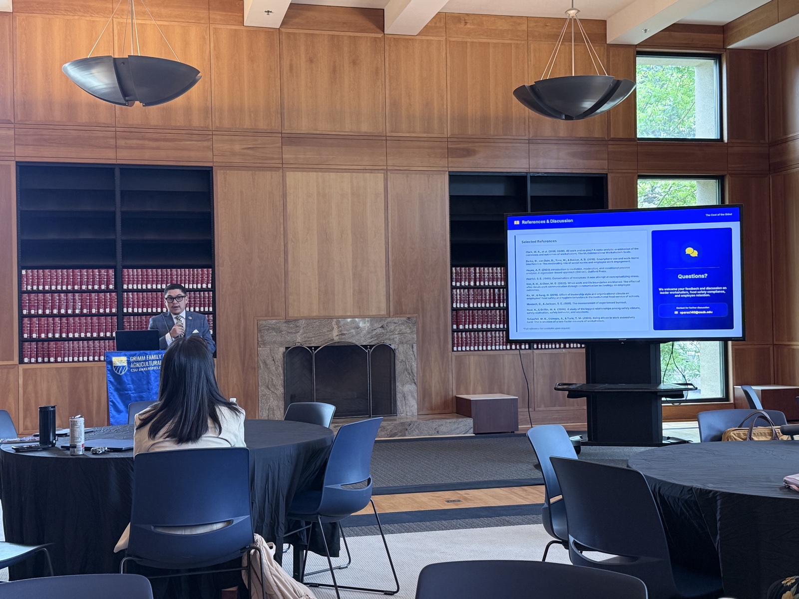 Eric Perez presenting at GFCAB Student Research Symposium 2026